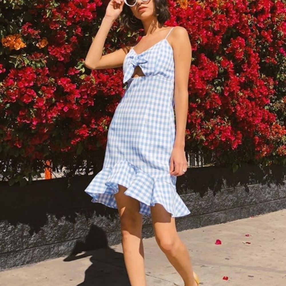 Gingham Tie-Front Cami Dress